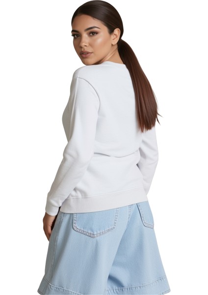 Kadın Beyaz Baskılı Sweatshirt modelleri