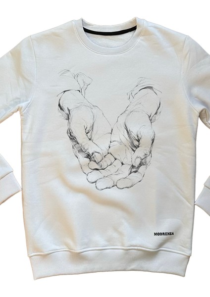 Kadın Beyaz Baskılı Sweatshirt