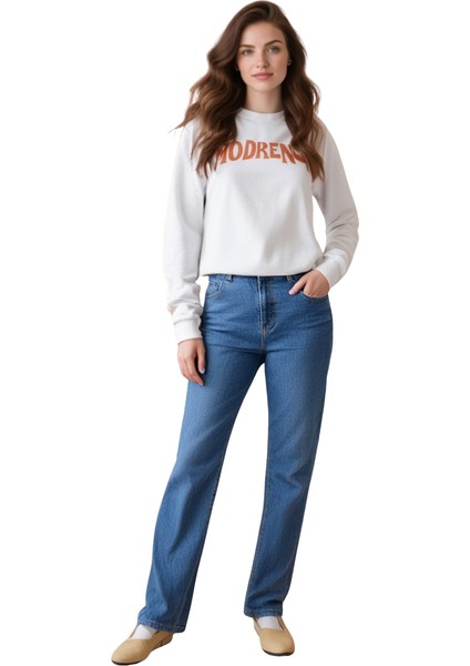 Kadın Beyaz Baskılı Sweatshirt modelleri