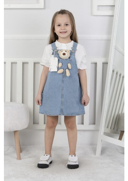 Ayıcıklı Kız Çocuk Kot Jile Mavi fiyatları