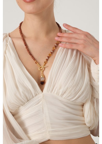 Yıldız ve Sitrin Taşlı Kolye