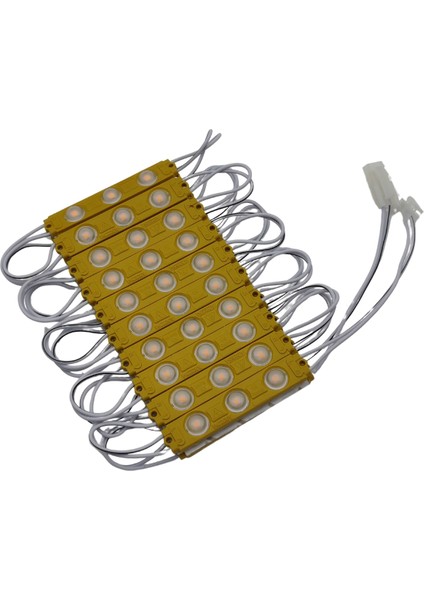 220 Volt 2 Watt 3 Lensli Sarı - Amber 2835 Smd LED Modül IP65 5 Adet Modül