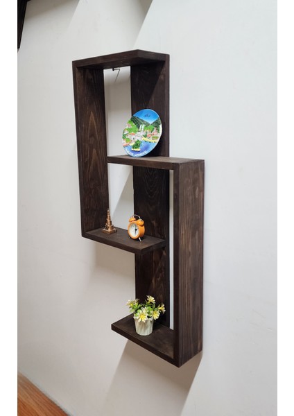 Geometrik Ahşap Duvar Rafı – Asimetrik Tasarım modelleri