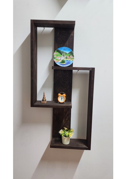 Geometrik Ahşap Duvar Rafı – Asimetrik Tasarım indirimleri