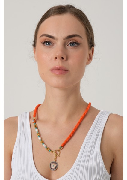 Turuncu Örme Bohem Kolye fiyatları