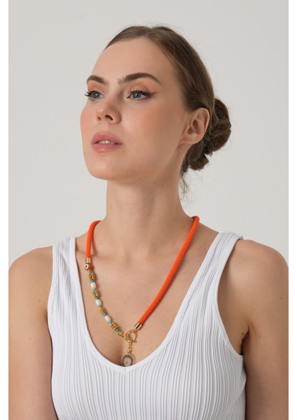 Turuncu Örme Bohem Kolye modelleri