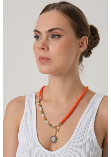 Turuncu Örme Bohem Kolye fırsatları