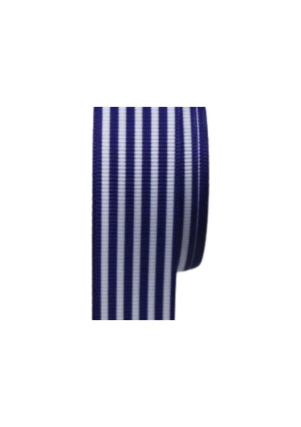 Tafta Çizgi Desen Kurdele 25 mm Lacivert 10 Metre