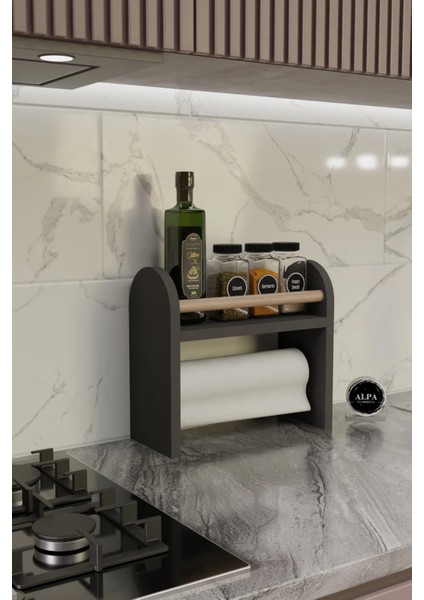 Modern Tezgah Üstü Ahşap Baharatlık Havluluk Mutfak Düzenleyici Raf modelleri