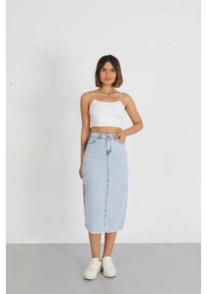 Yırtmaçlı Kot Etek