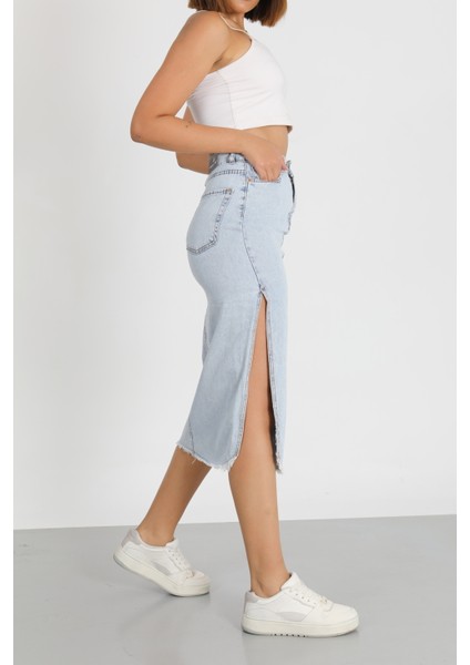 Yırtmaçlı Kot Etek modelleri