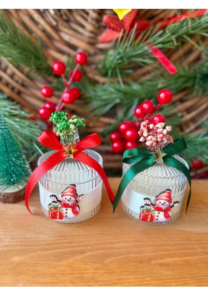 Yılbaşı Temalı Ikili Mum Seti Hediye Mum ,yeni Yıl Çam Süslemeli Dekoratif Mum modelleri