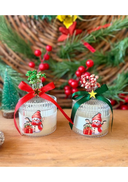 Yılbaşı Temalı Ikili Mum Seti Hediye Mum ,yeni Yıl Çam Süslemeli Dekoratif Mum indirimleri