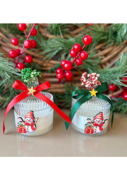 Yılbaşı Temalı Ikili Mum Seti Hediye Mum ,yeni Yıl Çam Süslemeli Dekoratif Mum
