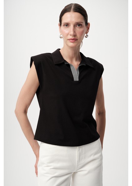 Polo Yaka Kolsuz Regular Örme Tişört