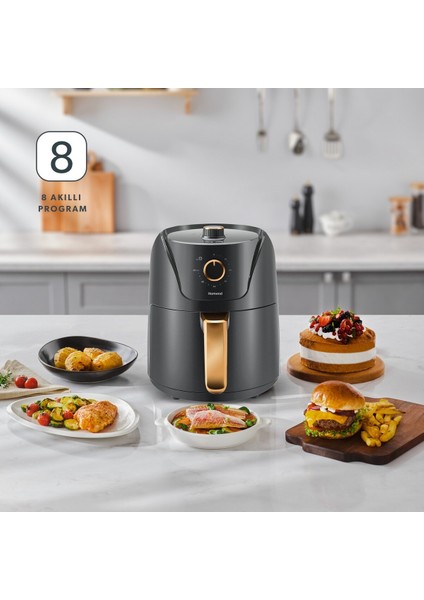 Sağlıklı ve Pratik Kullanımlı 2505H Airfryer, Şık Antrasit Renkli
