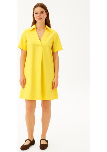 V Yaka Kısa Kollu Gömlek Elbise modelleri