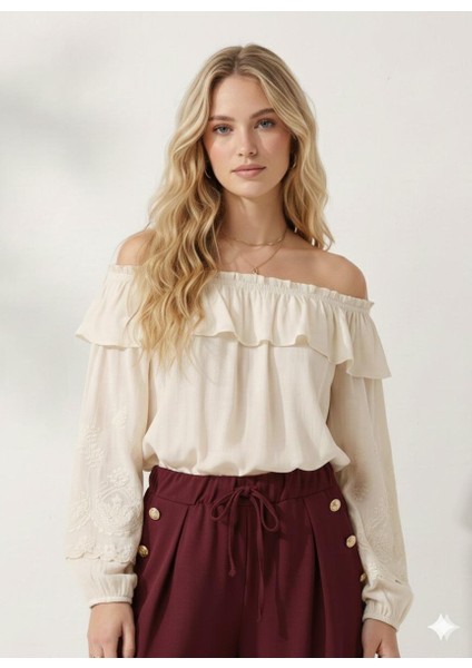 Cepte Düğme Detaylı Beli Lastikli Geniş Kesim Kloş Double Krep Kumaş Pantolon Etek -31010 modelleri