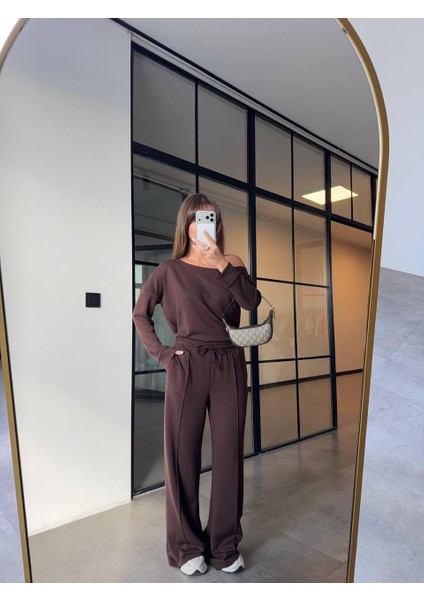 Kadın Oversize Fit Kahve Eşofman Takımı – Rahat & Modern Stil 1014K fırsatları