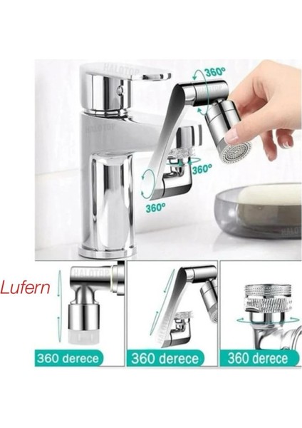 Çok Amaçlı Akrobat Musluk Ucu Başlığı Filtreli 2 Fonksiyonlu Mutfak Banyo 1080 Derece Dönebilen fırsatları