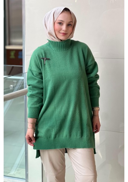 7000 Sıfır Yaka Önü Kısa Arkası Uzun Angora Tunik