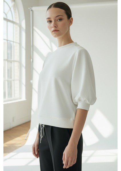 Bisiklet Yaka Düz Yarım Kollu Örme Tişört indirimleri