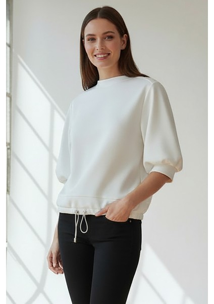 Bisiklet Yaka Düz Yarım Kollu Örme Tişört