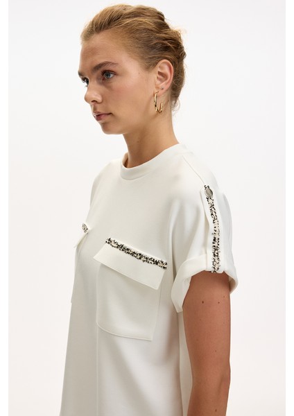 Şerit Detaylı Cepli Örme Tişört fiyatları