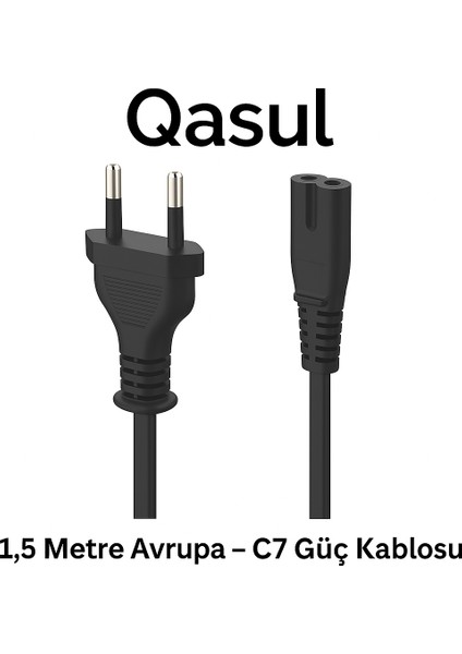 Power Güç Kablosu Ps2-Ps3-Ps4-Ps5-Xbox-Tv-Teyp-Işıldak-Yazıcı-Makinalar Için Uyumlu (1,5m) 2 Pinli
