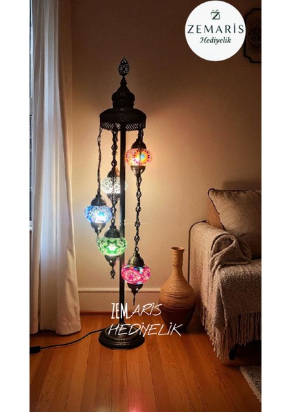 El Yapımı Otantik Mozaik Lambader 5'li