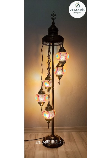 El Yapımı Otantik Mozaik Lambader 5'li