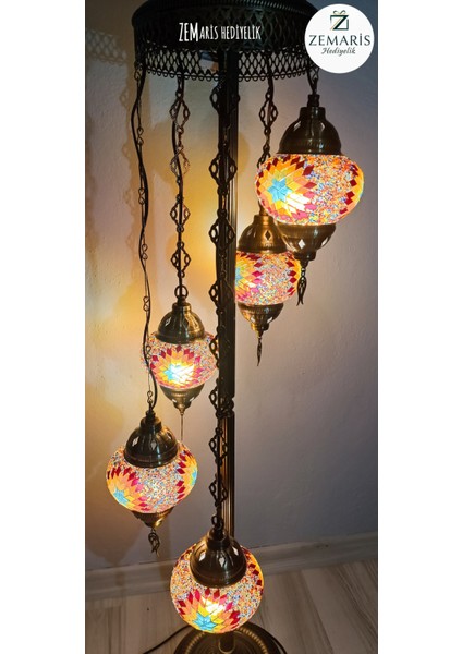 El Yapımı Otantik Mozaik Lambader 5'li modelleri