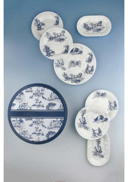 Inci Serisi Mavi Ingiliz 8 Parça Porselen Pasta Takımı modelleri