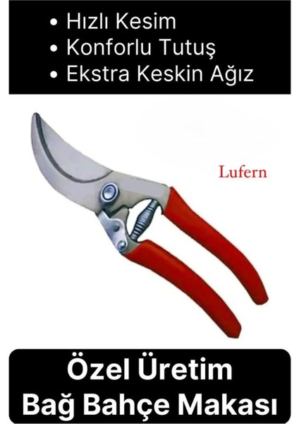 Özel Üretim Bağ Ağaç Budama Makası Üzüm Bahçe Çiçek Gül Bitki Narenciye Eğri Dal Kesme Aleti