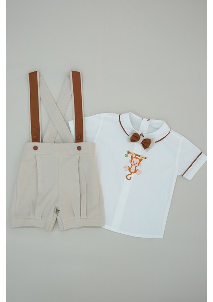 Udoras Tesktil Kakuli Baskılı Şort Salopet Takım