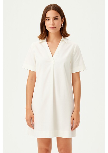 V Yaka Kısa Kollu Gömlek Elbise fırsatları