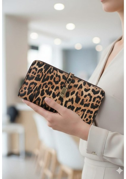 Kadın Tokalı Para ve Kart Bölmeli Şık El Cüzdanı