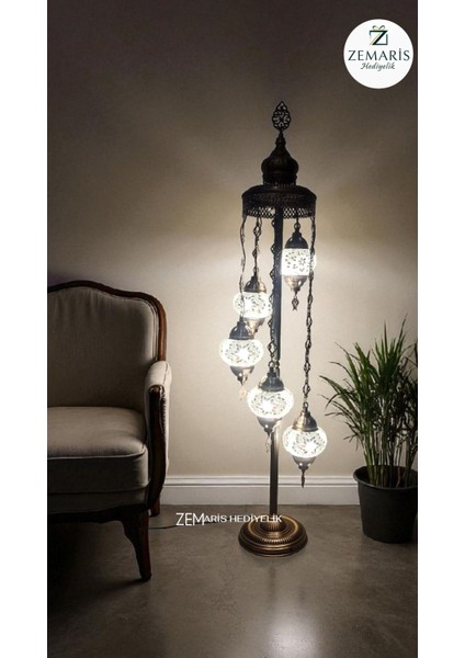 El Yapımı Otantik Mozaik Lambader 5'li