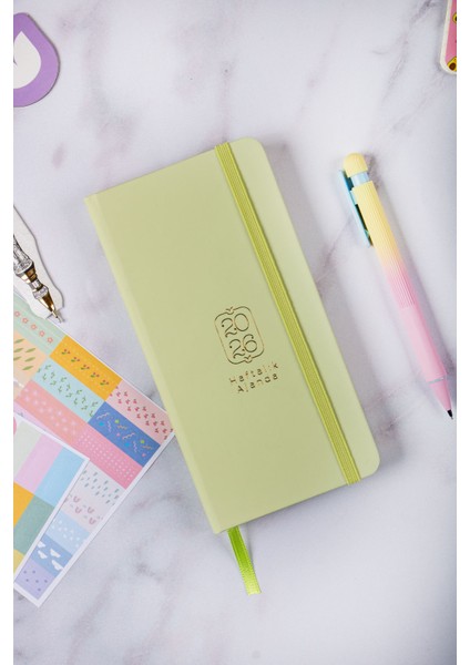 2026 Haftalık Ajanda 9X18 cm Sert Kapak - Yeşil