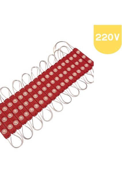 220 Volt 2 Watt 3 Lensli Kırmızı 2835 Smd LED Modül IP65 5 Adet Modül