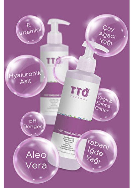 Yüz Temizleme Jeli 200 ml 2 Adet Çay Ağacı Yağı İçeren Yağlı Ciltler İçin Nemlendirici