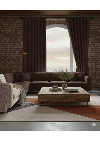 Dekoratif Seyrek (1x2) Pile Fon Perde Tek Kanat – Bağcıklı Model, Kalın Dokulu Kumaş, Modern Ev Dekorasyonu Için Şık Seçim