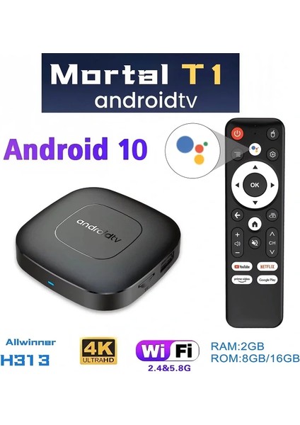 Mortal T1.android Tv Box 2gb Ram -16 GB Hafıza Android 12 Tvbox (5422)