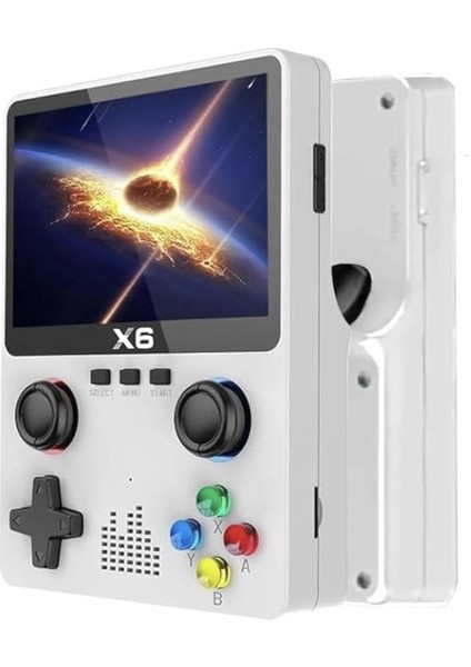 X6 Retro El Oyun Konsolu – 10.000+ Oyun, 3.5” IPS Ekran, Çift 3D Joystick, 11 Emülatör Desteği, 64 GB Tf Kart Genişletmeli (Beyaz)