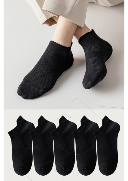 Unisex Spor Patik Renkli 5'li -48Y-N48-SIYAH Klasik