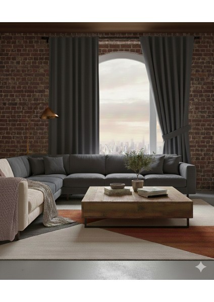 Dekoratif Seyrek (1x2) Pile Fon Perde Tek Kanat – Bağcıklı Model, Kalın Dokulu Kumaş, Modern Ev Dekorasyonu Için Şık Seçim