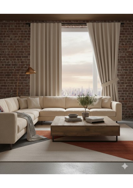 Dekoratif Seyrek (1x2) Pile Fon Perde Tek Kanat – Bağcıklı Model, Kalın Dokulu Kumaş, Modern Ev Dekorasyonu Için Şık Seçim