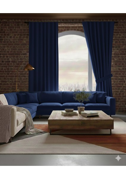 Dekoratif Seyrek (1x2) Pile Fon Perde Tek Kanat – Bağcıklı Model, Kalın Dokulu Kumaş, Modern Ev Dekorasyonu Için Şık Seçim