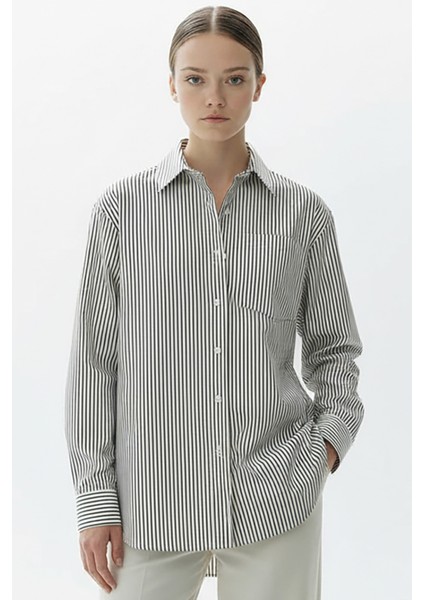 Çizgili Cepli Uzun Kol Regular Gömlek