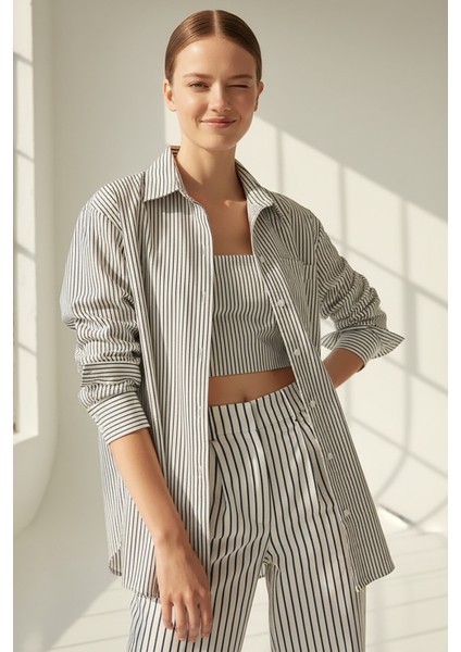 Çizgili Cepli Uzun Kol Regular Gömlek modelleri